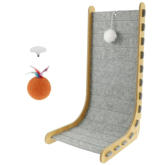 Keyohome L Shape Cat Scratcher Mat With Ball Double Sided Easy Assembly Vertical Cat Scratching Pad for Living Room Bedroom Garage