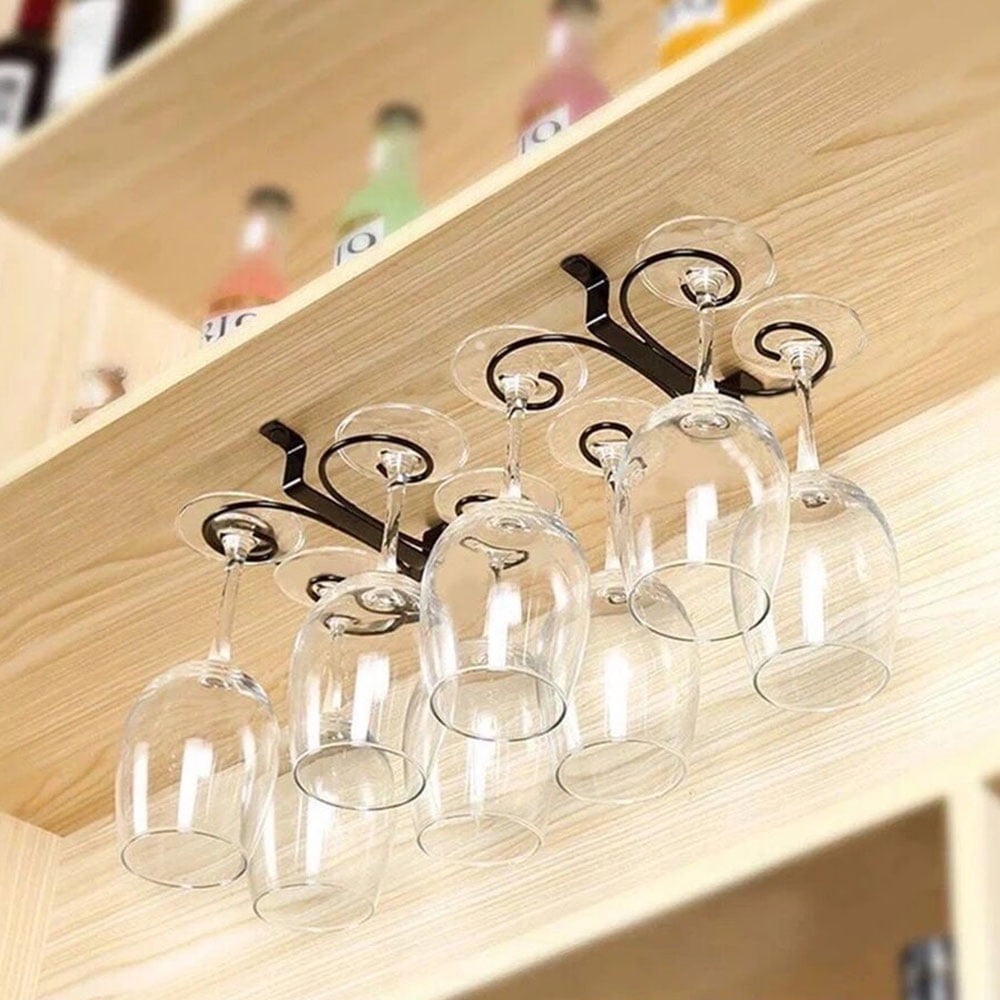 Under Cabinet Mounted Copper Tone Metal Wire Frame Wine Glass Storage –  MyGift