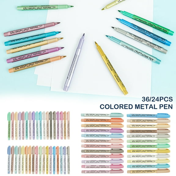 Keyohome Metallic Paint Markers 36/24 Colors Acrylic Paint Pens Water Based Ink Rock Painting Pens for Glass Wood Canvas DIY Crafts