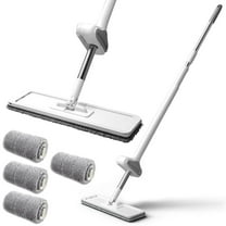 Keyohome Microfibre Floor Mop,Flat Mop for Walls Cleaning,Dust Mops with 4 Washable Pads for Home,Long Handle,50",Gray