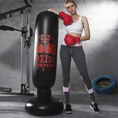 Keyohome Punching Bag Inflatable Boxing Bag Adults Free Standing Pvc Punching Bag for Exercise, Black