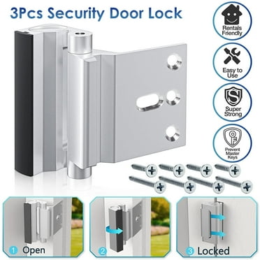 Keyohome Security Door Reinforcement Lock 3inch 800lbs of Force Durable Childproof Safety Cabinet Lock,3Pcs