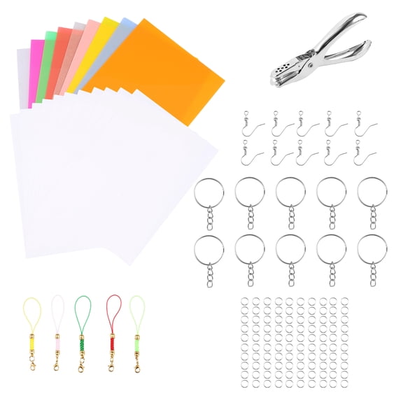 Keyohome Shrinky Sheet Keychain Versatile Easy to Use Shrink Film Set for Pendant Bookmark Earring Bracelet Jewelry