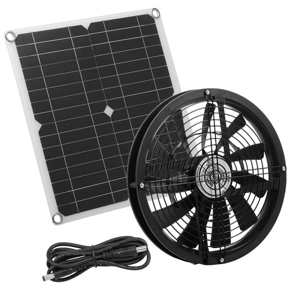 Keyohome Solar Panel Fan Kit 100W Solar Panel and Round Fan for Small Chicken Coops Greenhouses Pet Houses Window Exhaust Black