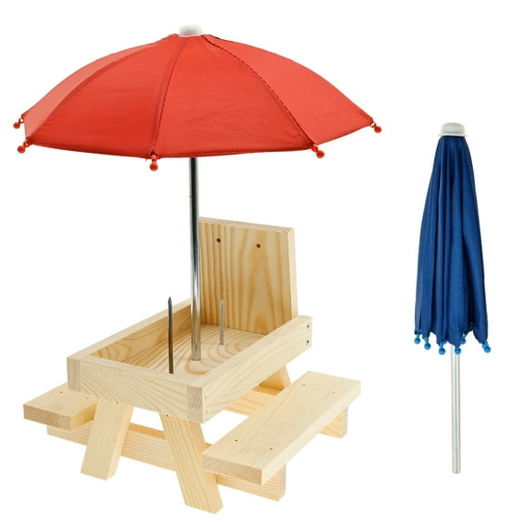 Keyohome Squirrels Feeder Picnic Table Kit Easy to Install Solid Chipmunk Feeder with Holder Attractive Versatile Squirrel Table Feeder Set for Outside