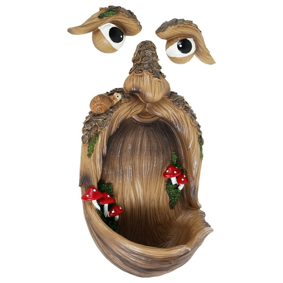 Keyohome Tree Faces Bird Feeder Decorative Outdoor Old Man Face Bird Feeder Unique Garden Art Decor Resin Crafts for Yard Garden Outside
