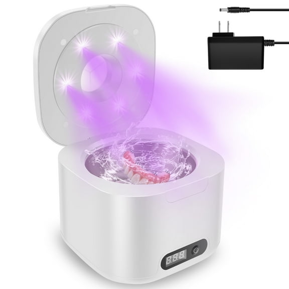 Keyohome Ultrasonic Retainer Cleaner with LED Display 4 Mode Adjustable Ultrasonic Jewelry Cleaning Machine for Dentures Jewelry