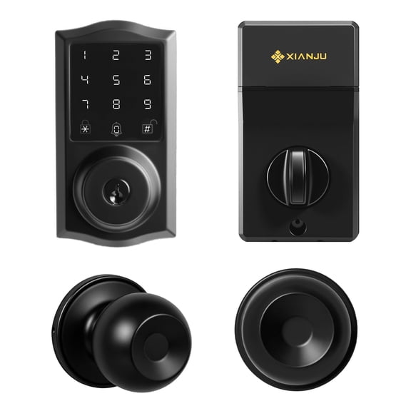 XIANJU Keypad Deadbolt and Door Knob Set, Electronic Touchscreen Keypad, Matte Black