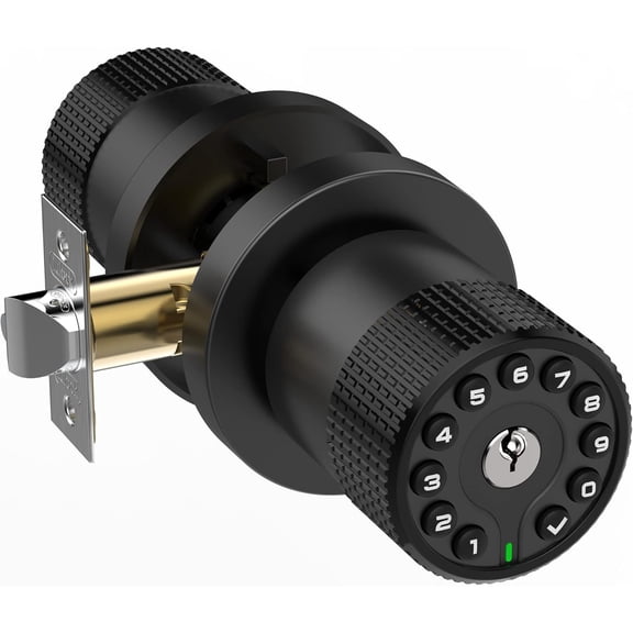 Keypad Door Knob with Key,Keyless Entry Door Lock, Code Locks Door Knob, Auto Lock,50 User Code,Easy to Install,for Home,Office,Bedroom,Garage,No Deadbolt