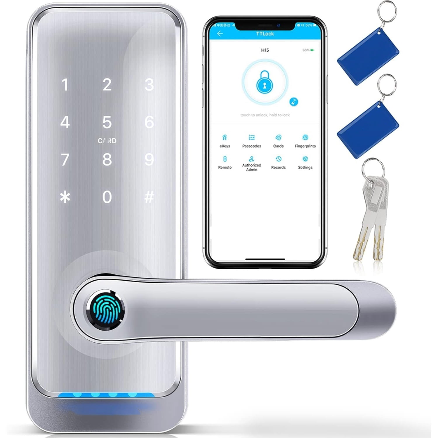 Keypad Smart Door Lock with Handle: Keyless Entry Smart Lock for Front ...