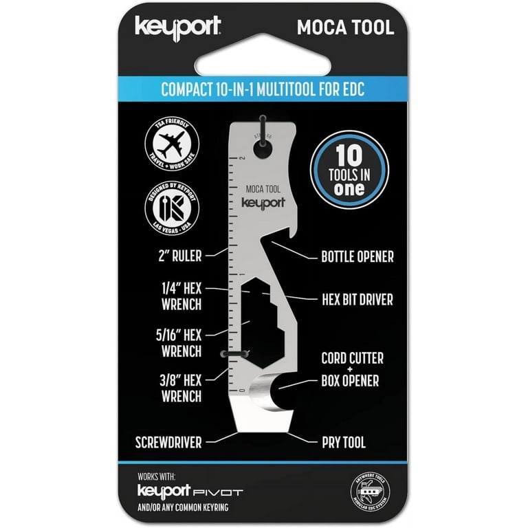 Keyport MOCA 10-in-1 Keychain Multitool (Silver Stainless Steel