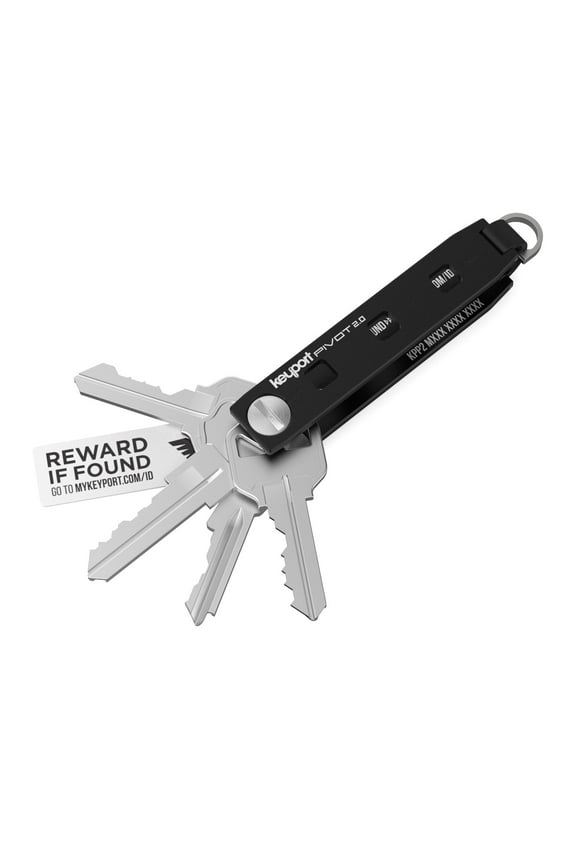 Pivot 2.0 Key Organizer Keychain (Black Aluminum) - Keys + Pocket Tools + Lost & Found All-in-One