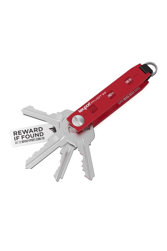 Pivot 2.0 Key Organizer Keychain (Red Aluminum) - EDC Multi-Tool + Lost & Found All-in-One