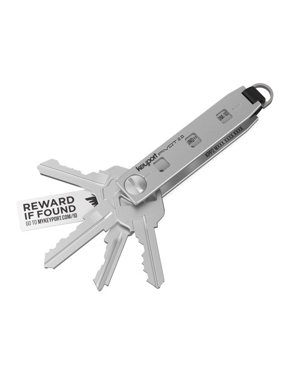 Pivot 2.0 Key Organizer Keychain (Silver Aluminum) - Keys + Pocket Tools + Lost & Found All-in-One