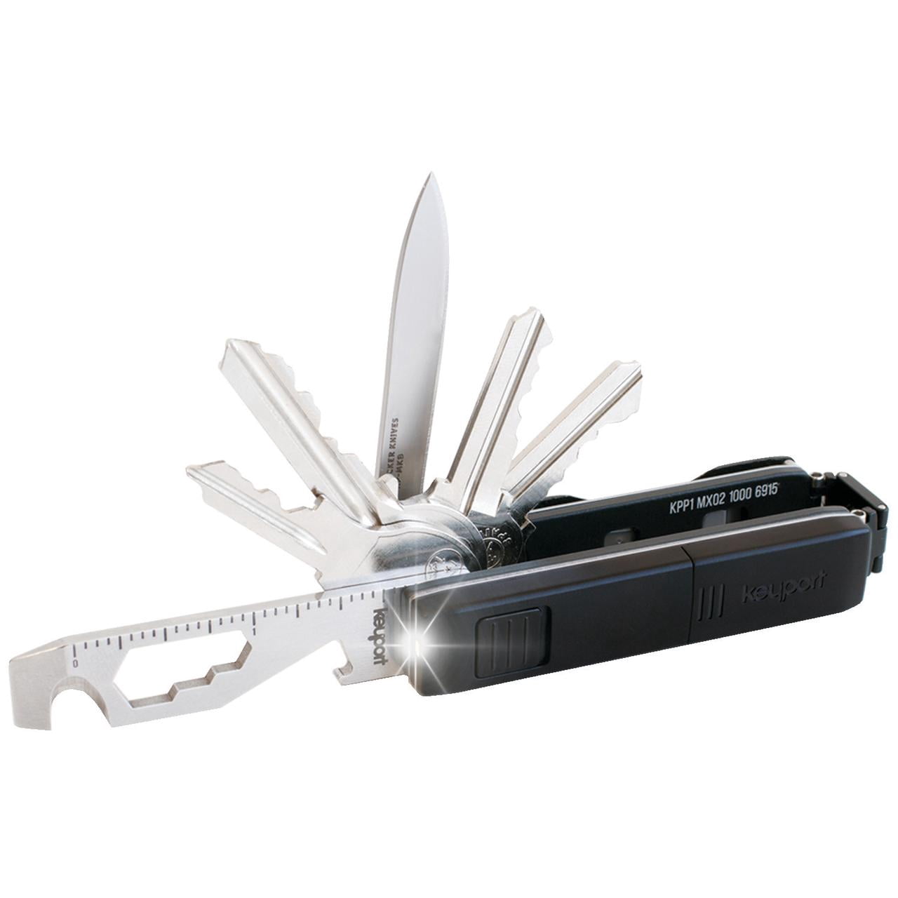 Keyport Pivot Outdoor Bundle: EDC Key Holder & Modular Swiss Army Multitool Keychain + Key Chain Pocketknife + Mini-Flashlight + MOCA 10-In-1 Key Tool + Lost & Found All-In-One (Black)