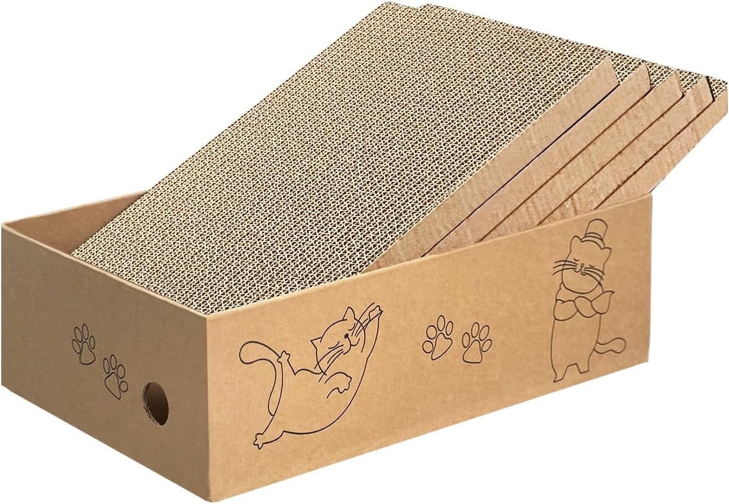 Keyrank 5 Pack XL Wide Cat Scratcher Cardboards with Box, Reversible Corrugate Cat Scratch Pad