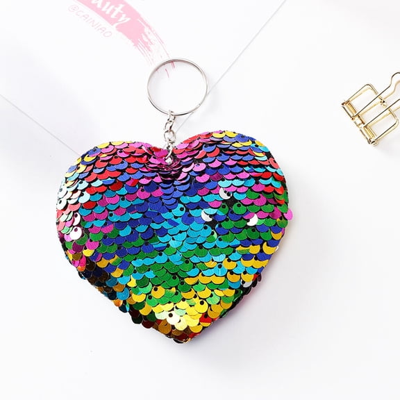 Toyvian Heart Shaped Keychain Assorted Color Metal Cloth 8Pcs 3.5*3.3In