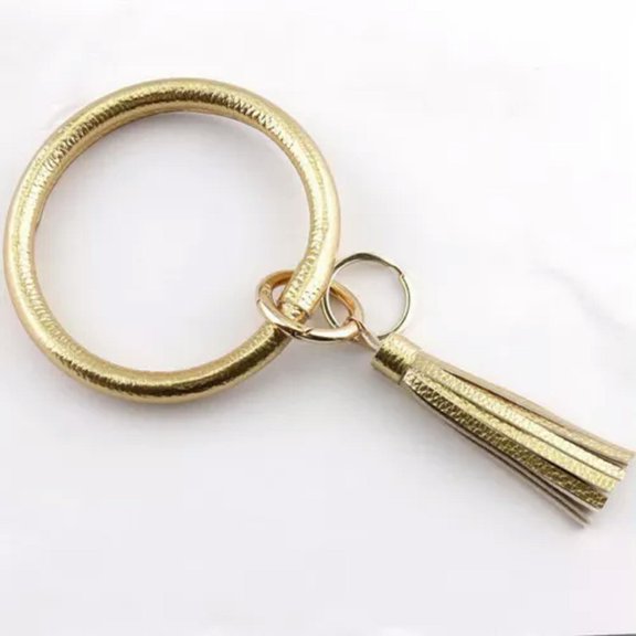 Keyring Bangles Bracelets with Leather Tassel Bangle Keychain Bracelet Women
