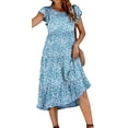 thumbnail image 1 of Fantaslook Dresses for Women Summer Casual Boho Dress Floral Print Ruffle Sleeve Midi Beach Dresses, 1 of 7