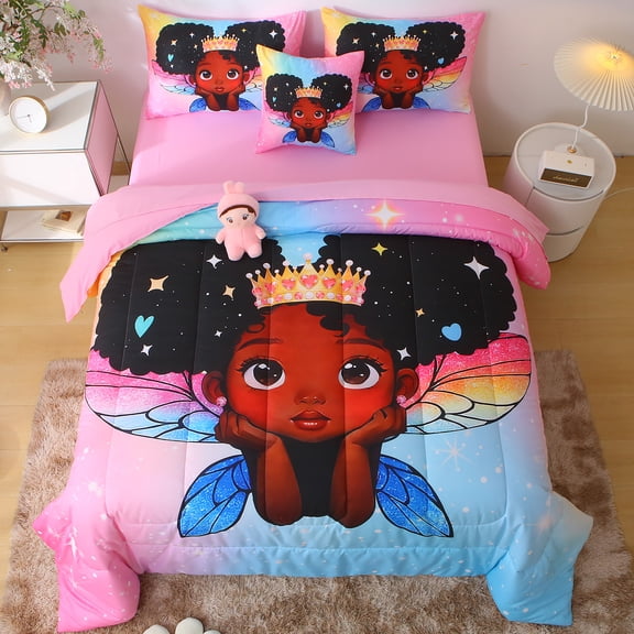 Keyroal Bedding Comforter Set Twin Size - Super Soft & Cute Printed 6-Piece Comforter Set All Seasons for Boys, Girls, Fade Resistant, Machine Washable