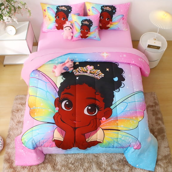 Keyroal Bedding Comforter Set Twin Size - Super Soft & Cute Printed 6-Piece Comforter Set All Seasons for Boys, Girls, Fade Resistant, Machine Washable