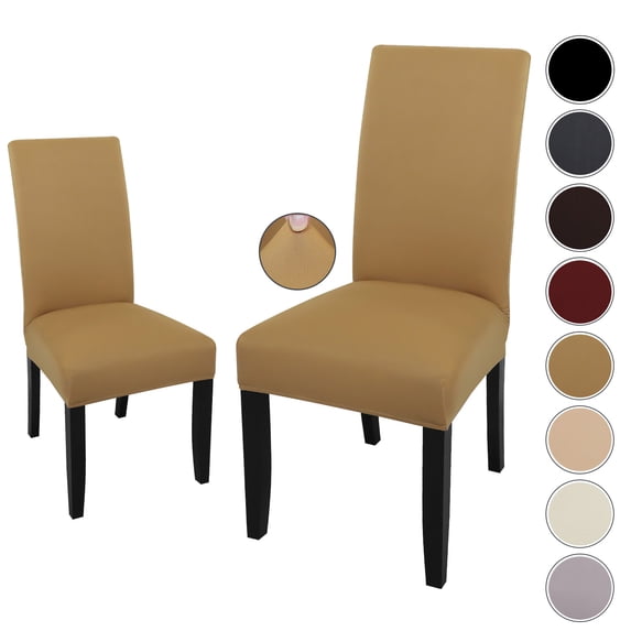 Keyroal Solid Color Stretch Dining Chair Covers, 2‑Pack Elastic Spandex Slipcovers, Removable Washable Wrinkle‑Resistant Chair Seat Protectors for Dining Room, Kitchen, Wedding, Hotel & Party(camel)