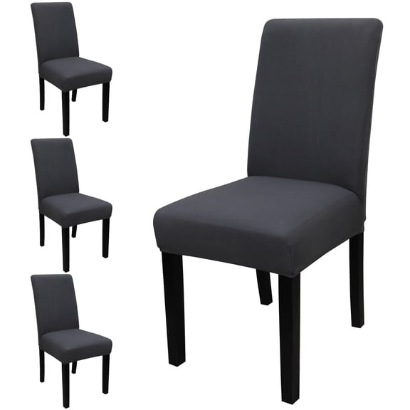 Keyroal Solid Color Stretch Dining Chair Covers, 4‑Pack Elastic Spandex Slipcovers, Removable Washable Wrinkle‑Resistant Chair Seat Protectors for Dining Room, Kitchen, Wedding, Hotel & Party(Grey)