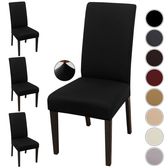 Keyroal Solid Color Stretch Dining Chair Covers, 4‑Pack Elastic Spandex Slipcovers, Removable Washable Wrinkle‑Resistant Chair Seat Protectors for Dining Room, Kitchen, Wedding, Hotel & Party(Black)