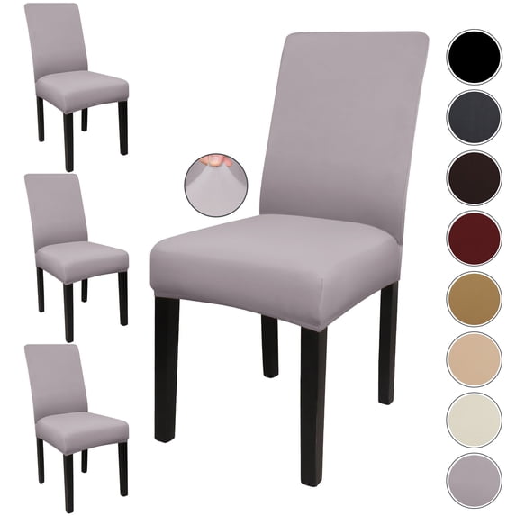 Keyroal Solid Color Stretch Dining Chair Covers, 4‑Pack Elastic Spandex Slipcovers, Removable Washable Wrinkle‑Resistant Chair Seat Protectors for Dining Room, Kitchen, Wedding(light gray)