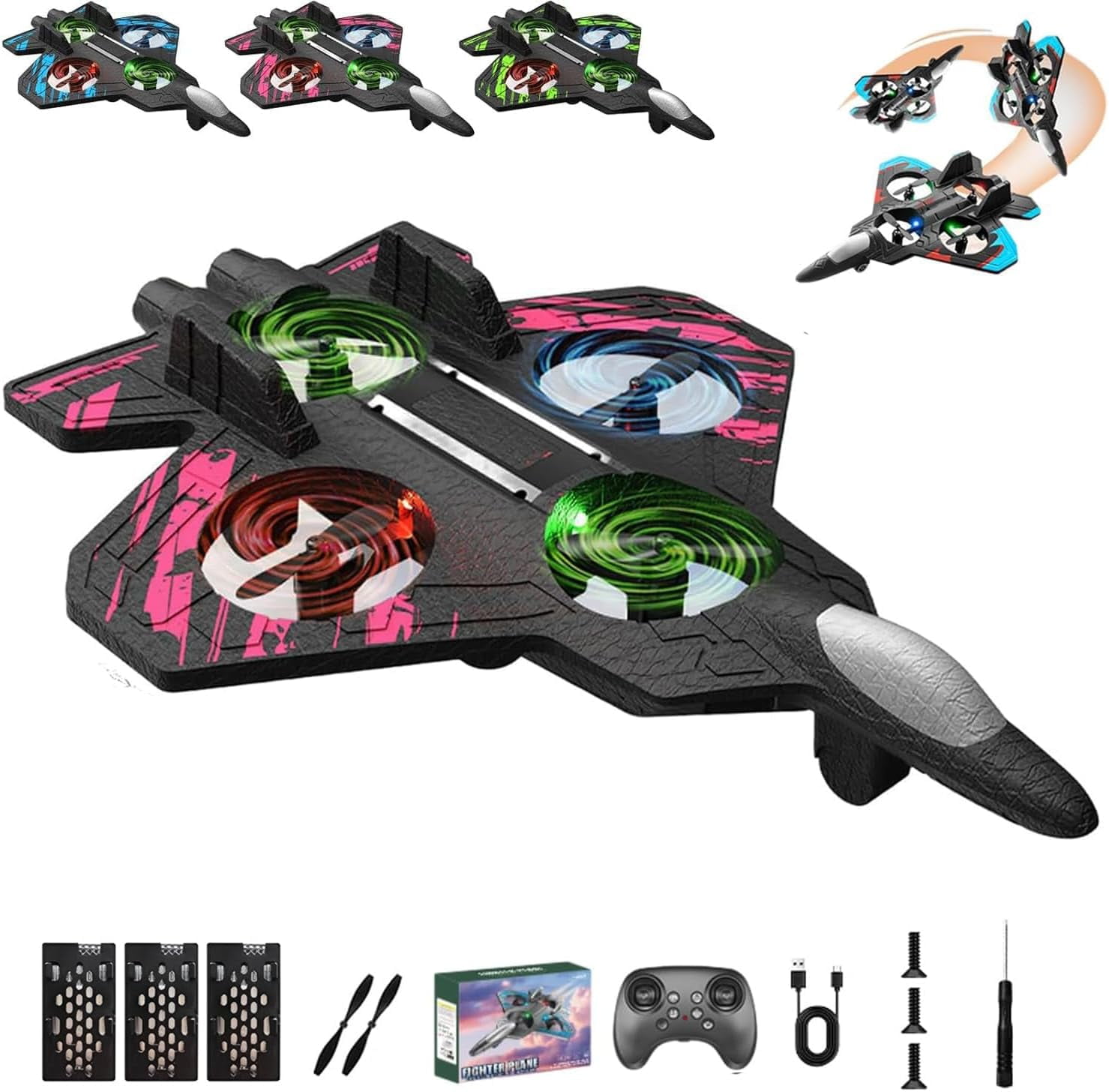 Key Rose Keyrose Upgraded Skyriders RC Jet, 360° Flip Stunt Fighter Jet Drone ...