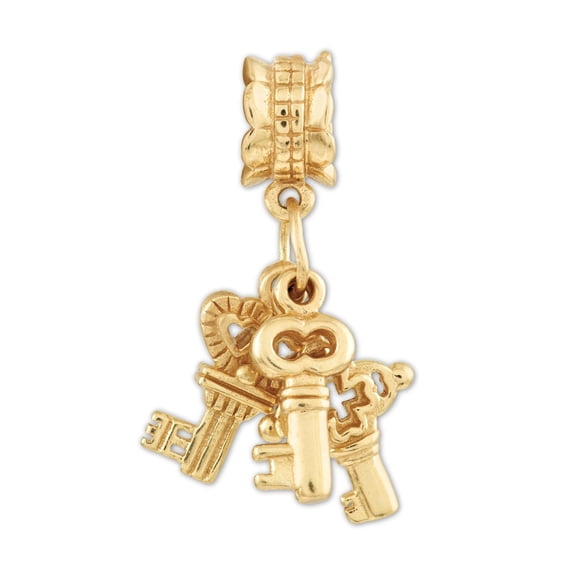 Keys Dangle Charm .925 Sterling Silver & Gold Plated Reflection Beads