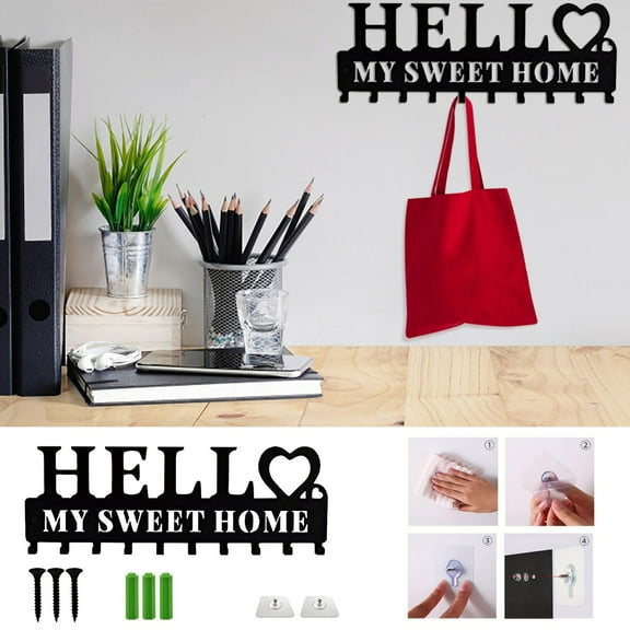 Keys For Wall Black Metal Wall Key Hanger Decorative Key , Key Rack With Adhesive Wall Screw, Xinsrenus Under $5! Keys For Wall Black Metal