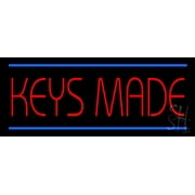 Keys Made LED Neon Sign 13" Tall x 32" Wide - inches Black Square Cut Acrylic Backing, with Dimmer - Premium built indoor Sign for Storefront, Store interior, Exhibition, Decor.