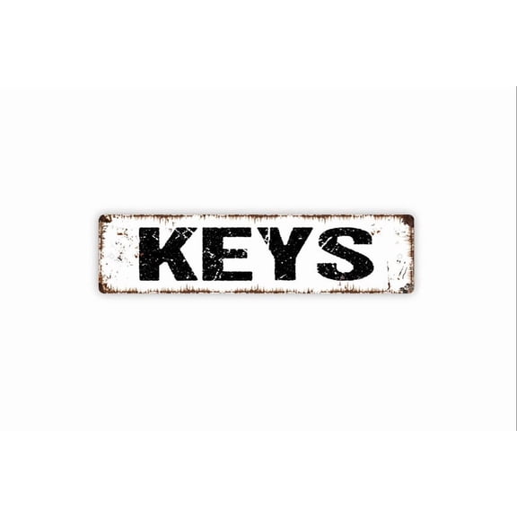 Keys Sign - Hang Keys Here Key Storage Rustic Street Metal Aluminum Sign or Door Name Plate Plaque - Size: 16 x 4 Inches