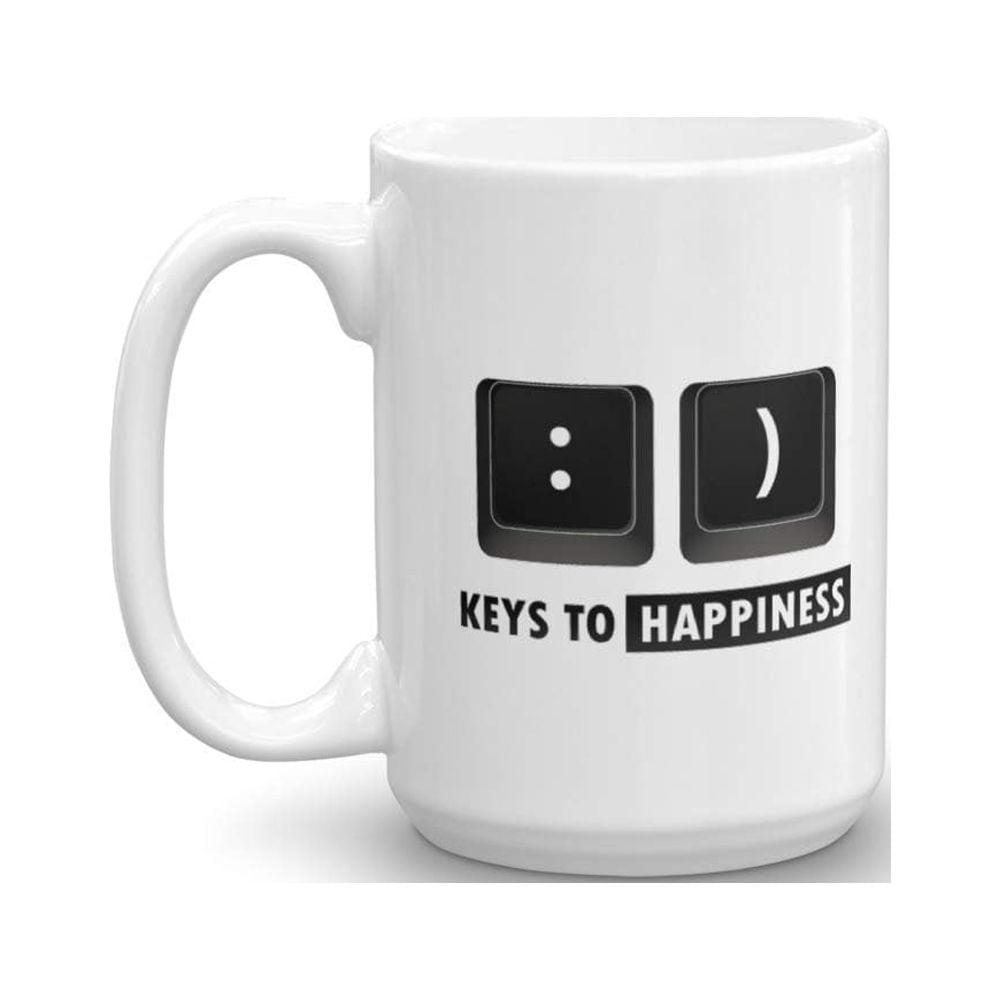 Computer Keyboard Mug Keys To Happiness Funny Keyboard Pun Coffee & Tea Gift Mug Cup, Things ...