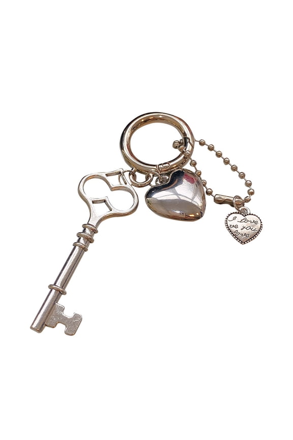 Keys and Heart Keyring Y2K Jewelry Heart Keychain Handbag Hanging Pendant Keyrings Alloy Material Gift for Women Girls