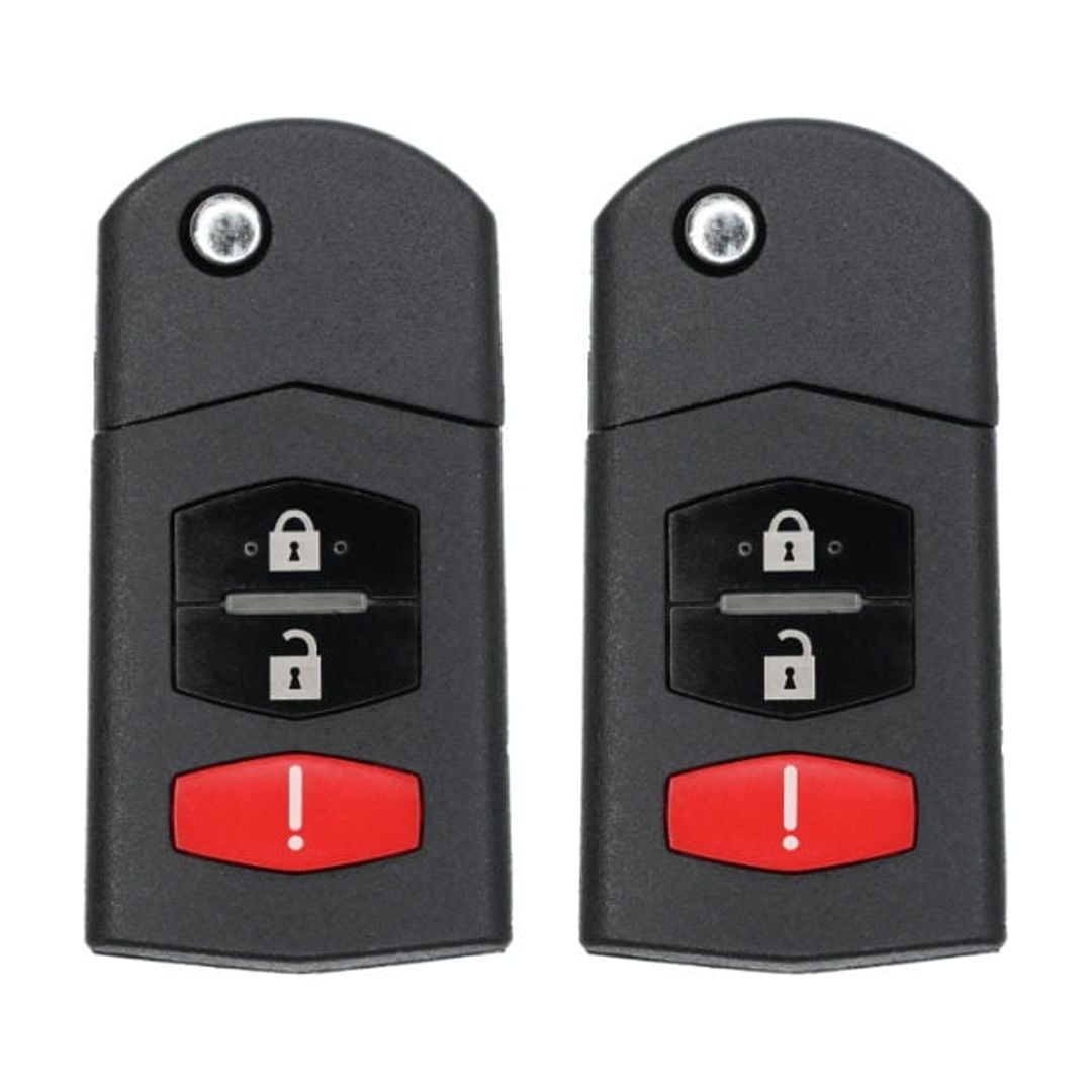 Keys4Less Replacement Flip Key Fob for Mazda 2 2011 FCC Part Number BCR2-67-5RY BCR2675RY or CC43-67-5RYC CC43675RYC Pack of 2
