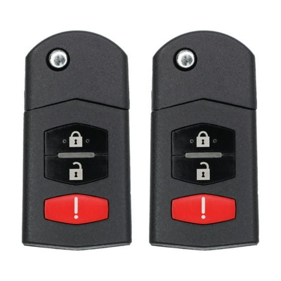 Keys4Less Replacement Flip Key Fob for Mazda 3 2012 FCC Part Number BCR2-67-5RY BCR2675RY or CC43-67-5RYC CC43675RYC Pack of 2