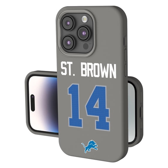 Keyscaper Amon-Ra St. Brown Gray Detroit Lions Ready Soft Touch iPhone Case