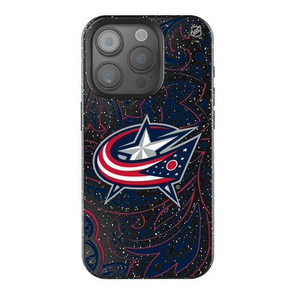 Keyscaper Black Columbus Blue Jackets Paisley Bling iPhone Case