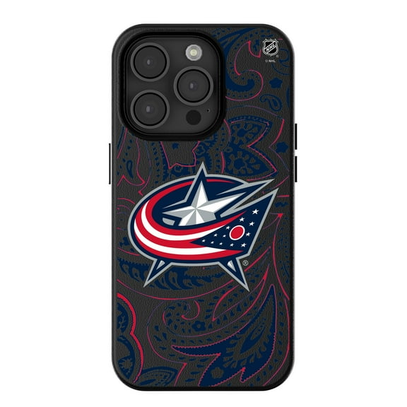 Keyscaper Black Columbus Blue Jackets Paisley iPhone Magnetic Bump Case