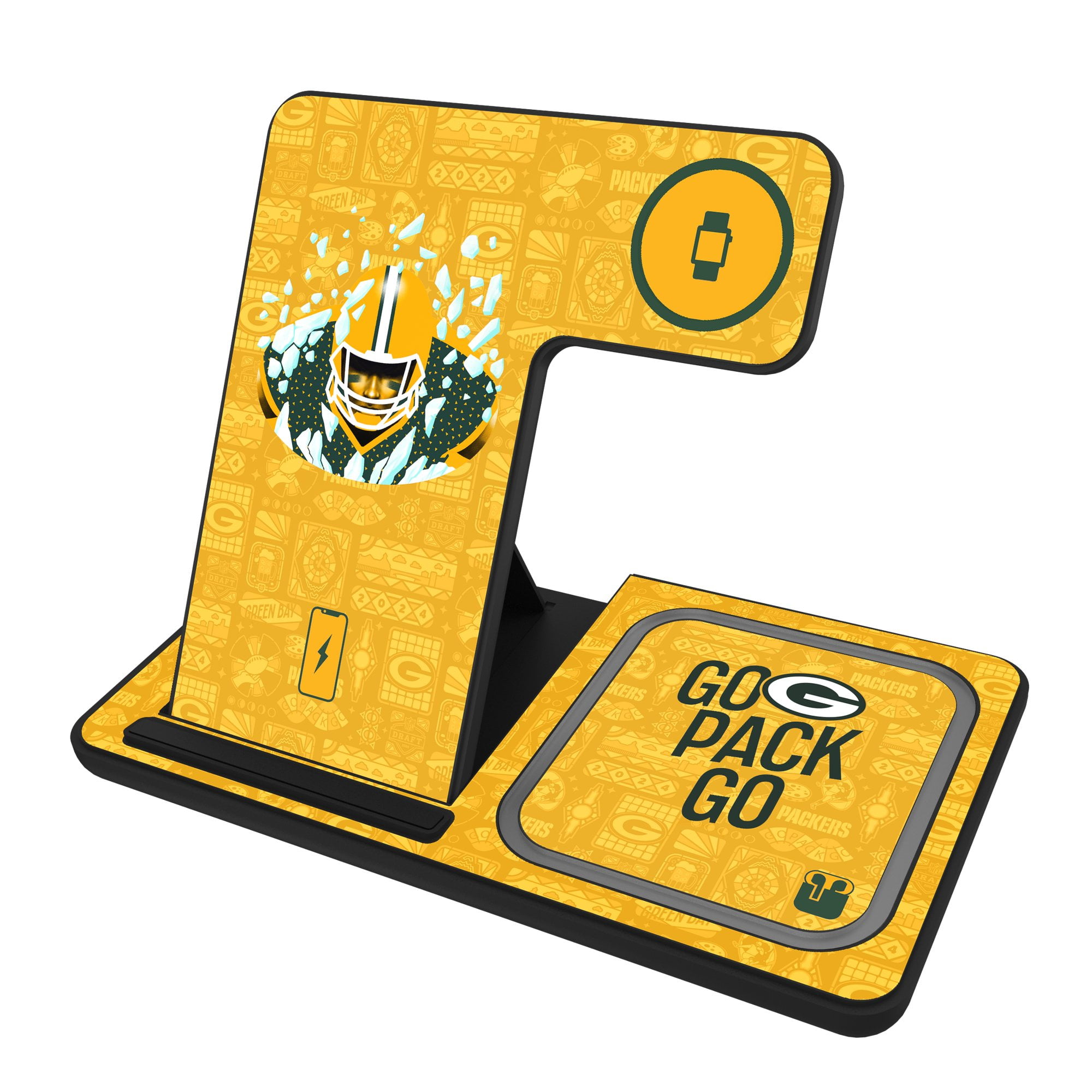 Keyscaper Black Green Bay Packers 3-in-1 Charging Station - Walmart.com