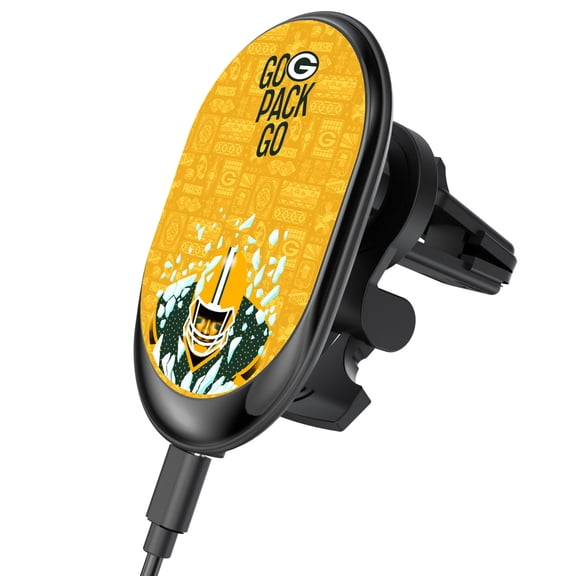 Keyscaper Black Green Bay Packers Wireless Magnetic Car Charger