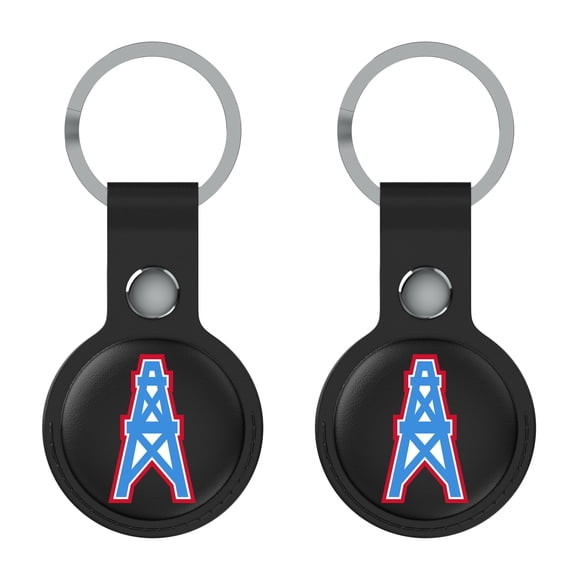 Keyscaper Houston Oilers Black Leatherette AirTag Holder 2-Pack