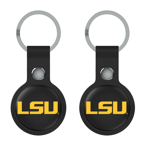 Keyscaper LSU Tigers Black Leatherette AirTag Holder 2-Pack