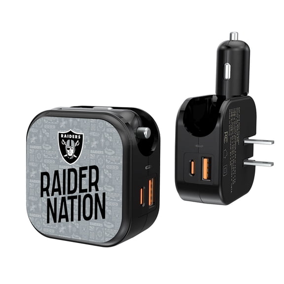 Keyscaper Black Las Vegas Raiders 2-In-1 USB A/C Charger
