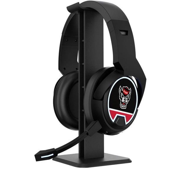 Keyscaper Black NC State Wolfpack Wireless Bluetooth Gaming Headphones & Stand