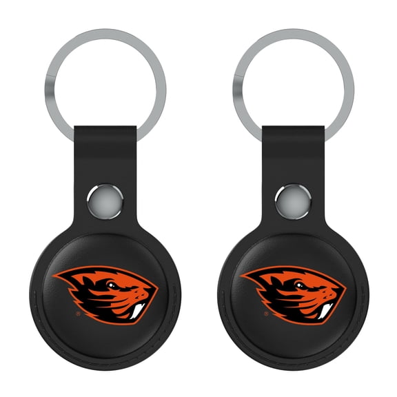 Keyscaper Oregon State Beavers Black Leatherette AirTag Holder 2-Pack