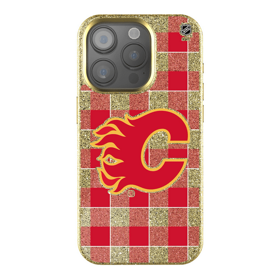 Keyscaper Calgary Flames Plaid Bling iPhone Case