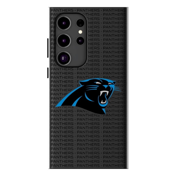 Keyscaper Carolina Panthers Text Backdrop Galaxy Magnetic Bump Case